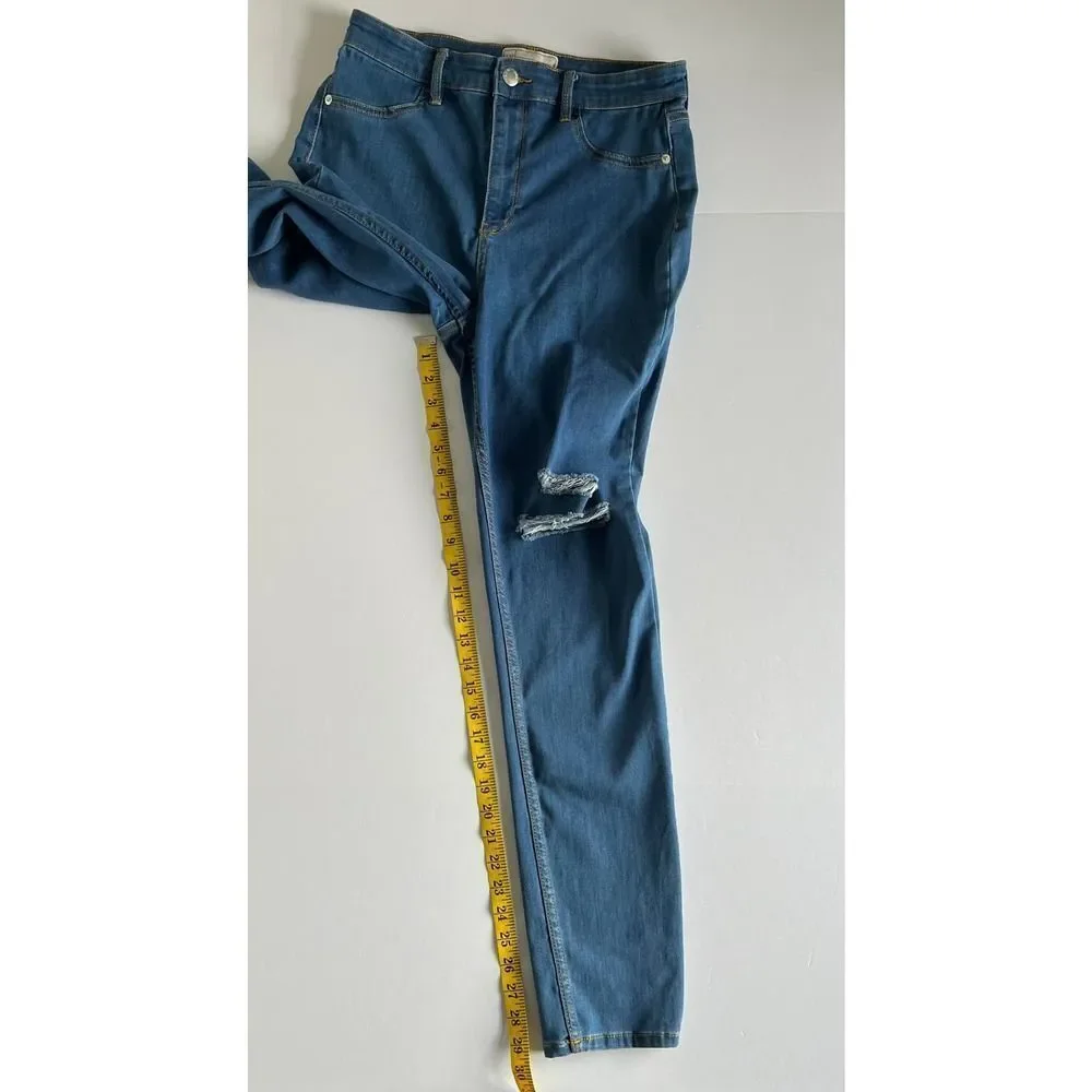 Free People Distressed Skinny Jeans Blue High Rise Stretch Women’s Size W31